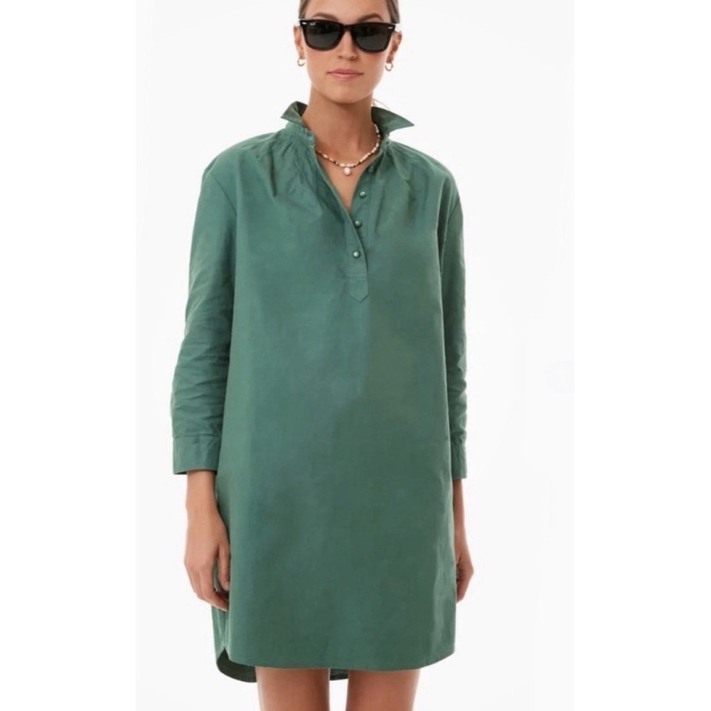 Pomander Place Polly Shirt Dress Green Mini Popover Cotton Preppy Classic